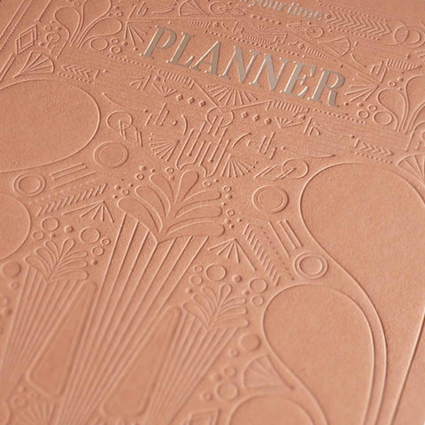 Terminplaner 2025/26 | ArtDeco Stil - Salmon | PERSONALISIERBAR | Buchkalender,Jahresplaner,Kalender