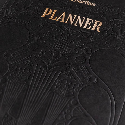 Terminplaner 2025/26 | ArtDeco Stil - Schwarz | PERSONALISIERBAR | Buchkalender,Kalender,Planner