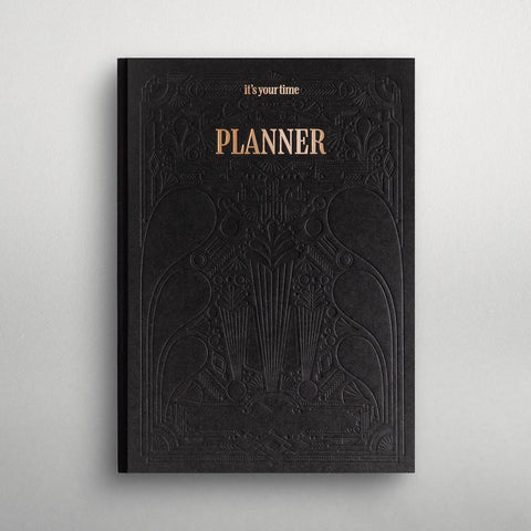 Terminplaner 2025/26 | ArtDeco Stil - Schwarz | PERSONALISIERBAR | Buchkalender,Kalender,Planner