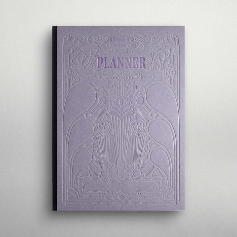 Terminplaner 2025/26 | ArtDeco Stil - Violett | PERSONALISIERBAR | Buchkalender,Kalender,Terminplanner