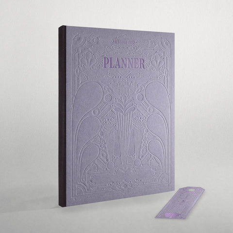 Terminplaner 2025/26 | ArtDeco Stil - Violett | PERSONALISIERBAR | Buchkalender,Kalender,Terminplanner