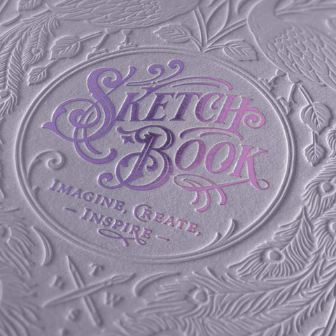 Skizzenbuch | Letterpress Sketchbook - Violet | Hochwertiges Skizzenbuch mit geprägtem Titel - Handarbeit